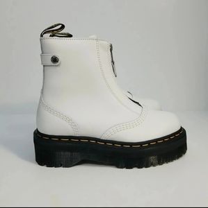 Dr. Martens Size 8 Women Doc Jetta Platform White Leather Zipper Boots
